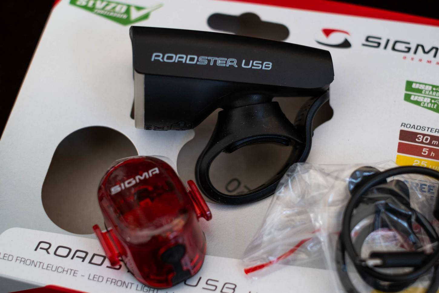 Sigma Leuchten Set Roadster USB u. Nugget II 25 Lux