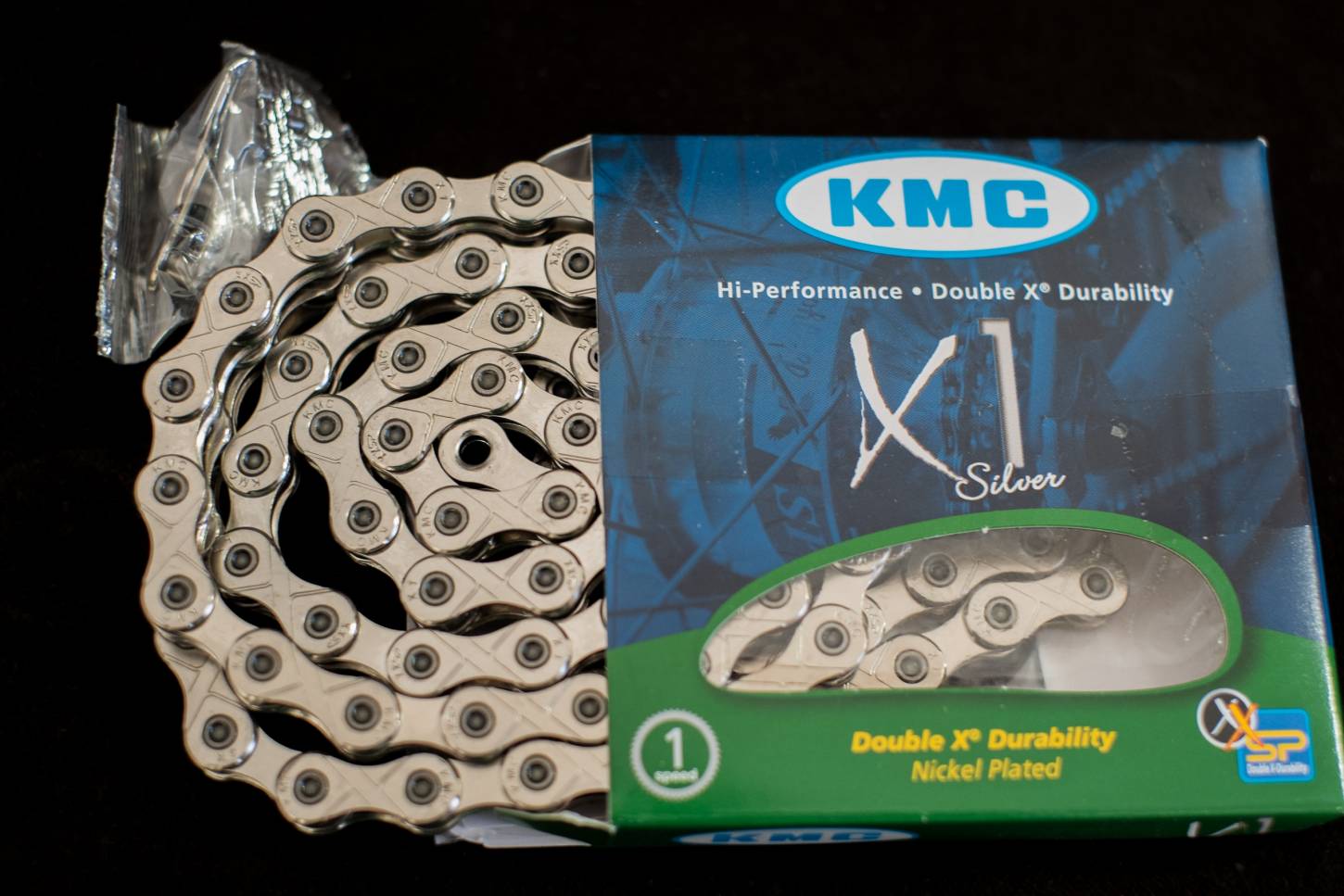 KMC X1 Singlespeed Kette - Rohloff - 1 Fach - 1/2 x 3/32 silber - 110 Glieder
