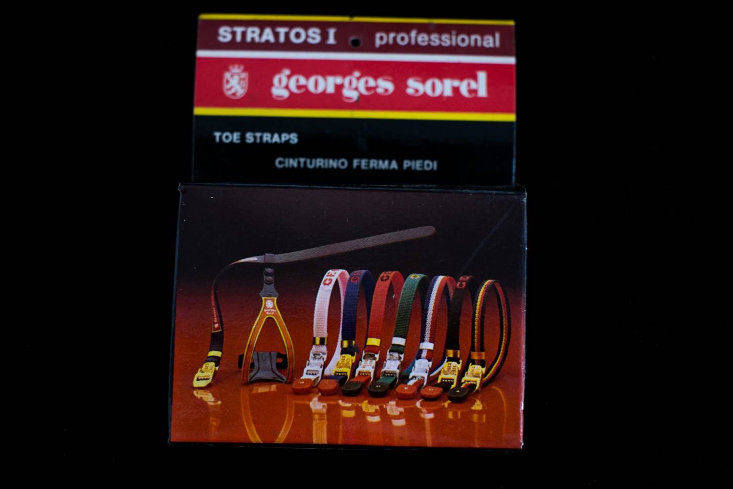 NOS Vintage George Sorel Vintage Pedal Strap Toe Straps Classic anni '80 in rosso