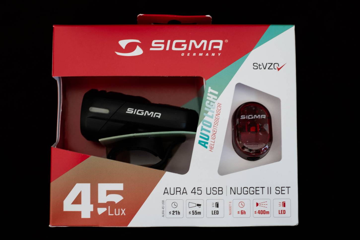 Sigma Aura 35, 45 oder 80 Fahrradlampen Set USB StVZO