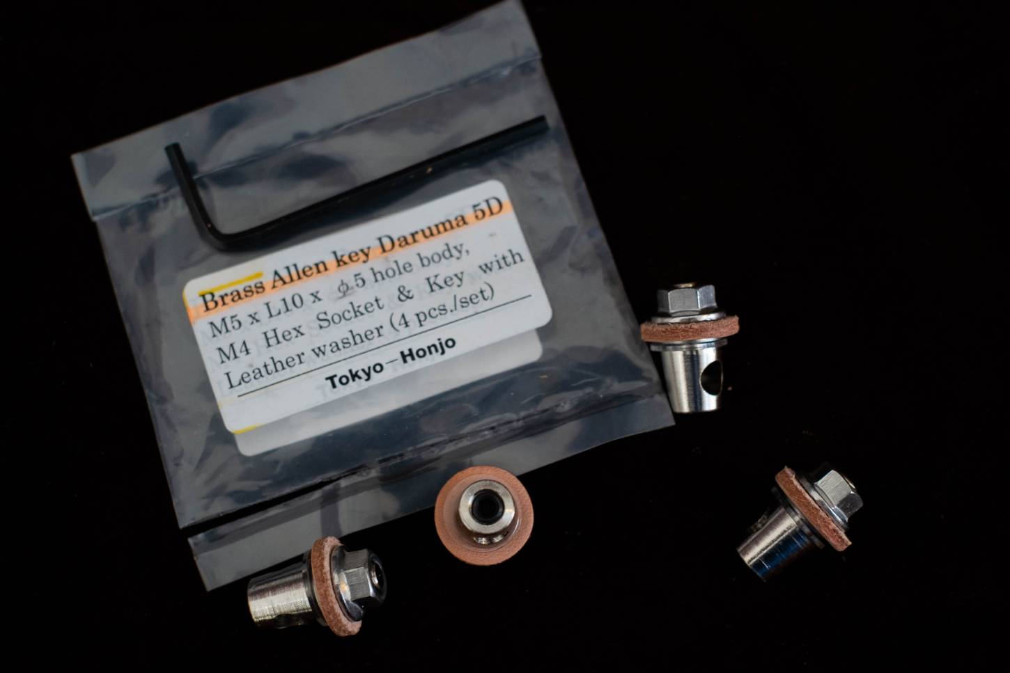 Honjo Strebenkloben Bolzen Set 5mm Streben Daruma 5D Messing Leather Washers